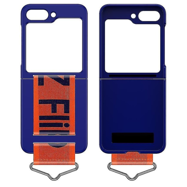 Saranoitu case Yhteensopiva Samsung Galaxy Z Flip 5 rannetelineellä, Z Flip 5 ranneketelineen case Blue