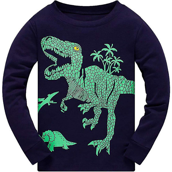 Guttedress for gutter med dinosaurtrykk for barn - Pyjamas for barn - Pyjamas med lange ermer i bomull - Nattøy - Topp og bukse - Nattøy for barn