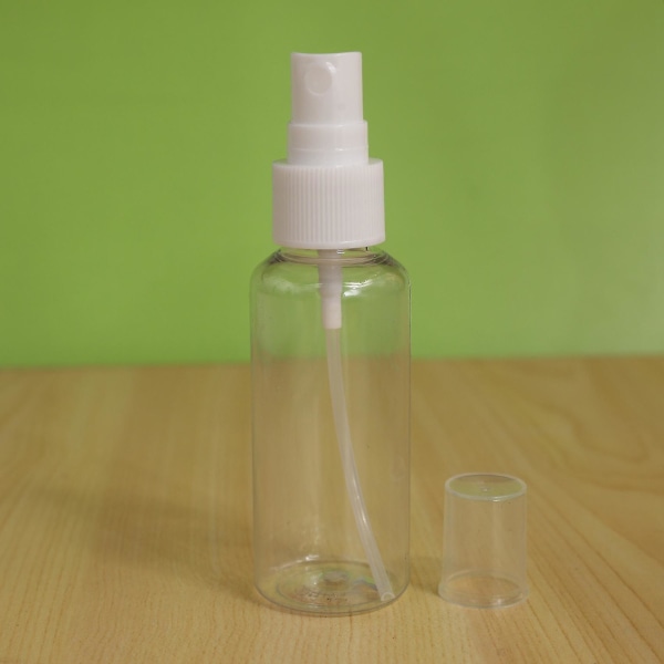 30st transparenta tomma sprayflaskor 50ml plast mini påfyllningsbar behållare tom kosmetikainnehåll
