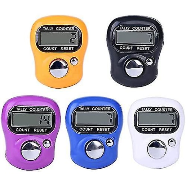 Mini Digital Finger Counter Clicker Tæller Elektronisk Hånd Tally Tæller Ring 5 Stk Tilfældig Farve Nyttig Og Mode