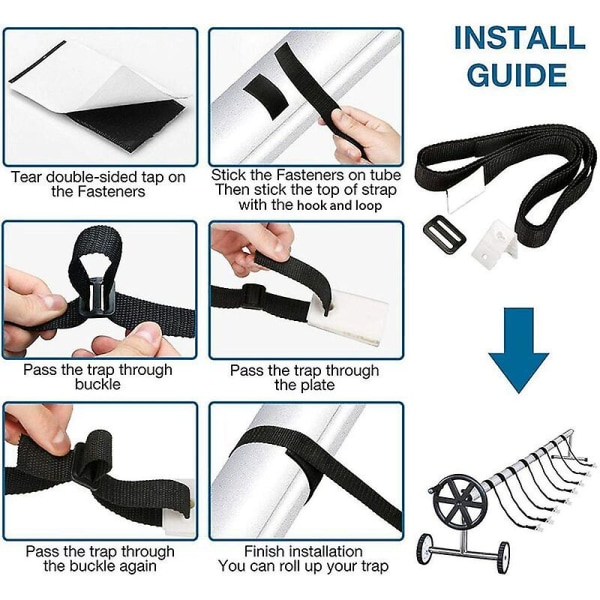 8 stk. pool cover rulle rulle stropper og clips ruller pool sol cover rulle til nedgravet pool rulle solrør