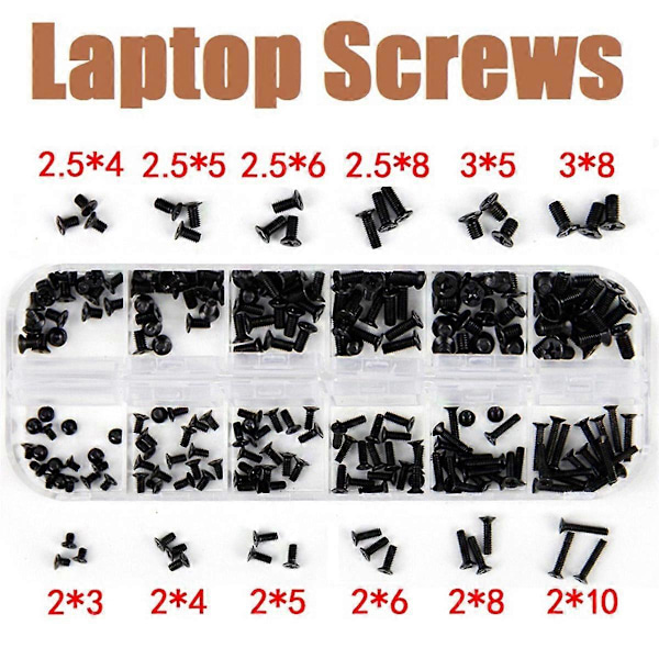 240 stk. rustfrie stål laptop skruer sett M2, M2.5, M3 for Gateway