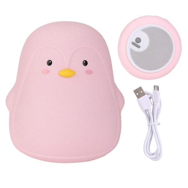 Silikon Färgglad Penguin Led Nattlampa Baby Nursery USB Laddning Inbyggt batteri Nattlampa (rosa)