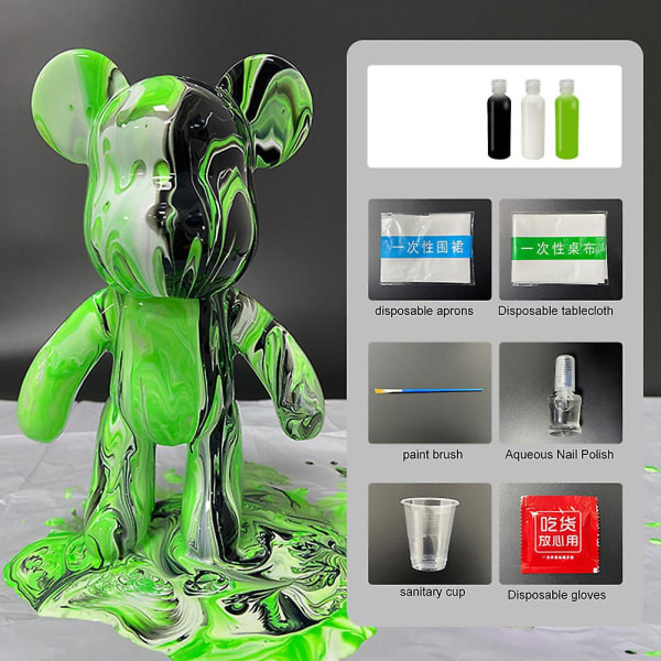 DIY Måla Teddy Bear Violent Bear Kit Set Fluid Måleri Kreativ Heminredning E