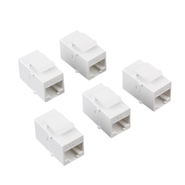5 st Cat5 Rj45-koppling Honadapter för Keystone-panel Whi