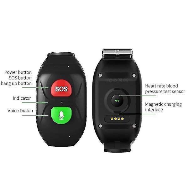 Ældre Sos Smart Armbånd Smart Watch Bluetooth Gps Information Push Pulsmåling Søvn Overvågning Anti-tab Armbåndsur