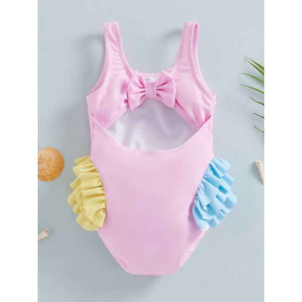 Barn Toddler Baby Girl One Piece Baddräkt Beach Wear Ruffle Seahorse S Pink M/100