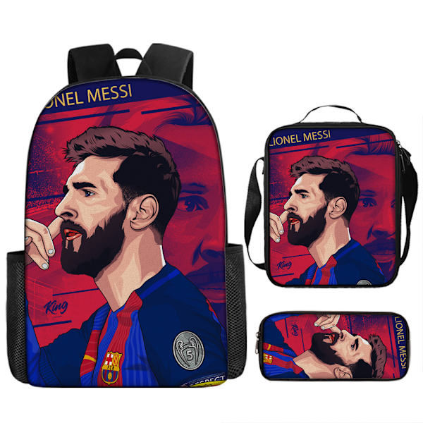 3 kpl/setti jalkapallo tähti reppu opiskelija koululaukku 14 pencil case