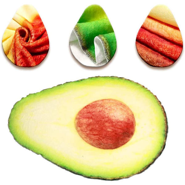 Avocado plys tæppe, åndbart sødt frugt mad wrap tæppe, frugt mad kaste tæppe  Let og blødt tæppe til seng sofa rejse strand-180CM