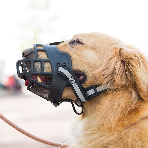 Hundemundkurve 360 ​​graders fuld indpakning Anti-hvinende gummi Antitygge hundemundbetræk til kæledyr Sort L