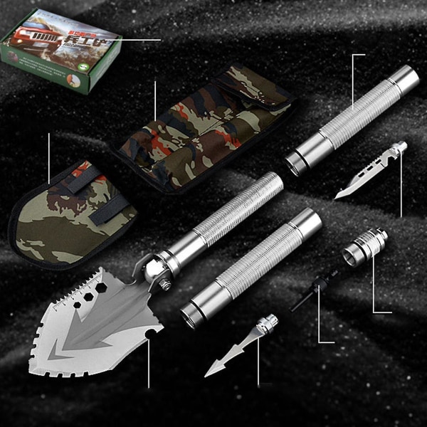 Överlevnadsspade Fällbar Multifunktionell Camping Utomhus, Militär Fällbar Spade För Gräva, Vandra, Bil Nöd 1-section handle
