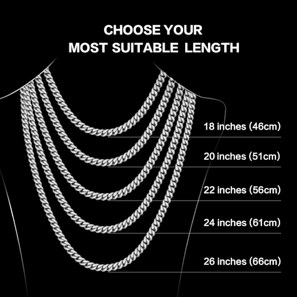 Herrar silverkedja, 6mm kubansk kedja halsband halsband herr smycken present kvinnor, män, flicka flicka flicka super stark glänsande herrkedja 22 tum