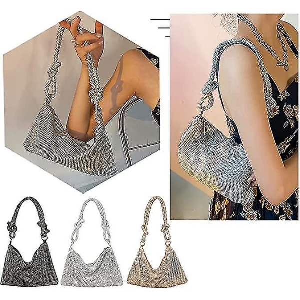 Th Rhinestone Crossbody Bag för kvinnor Silver Clutch Bag Even