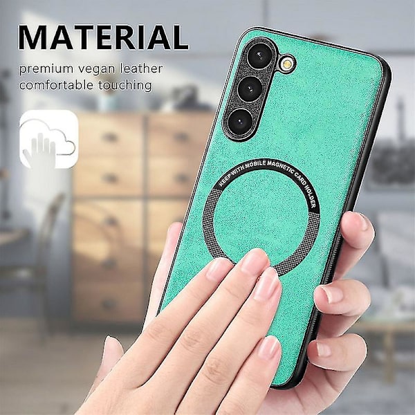 Magnetisk stødsikkert etui kompatibel med Samsung Galaxy S23 Ultra/s23 Plus/s23 understøtter Magsafe-oplader Green S23 Plus