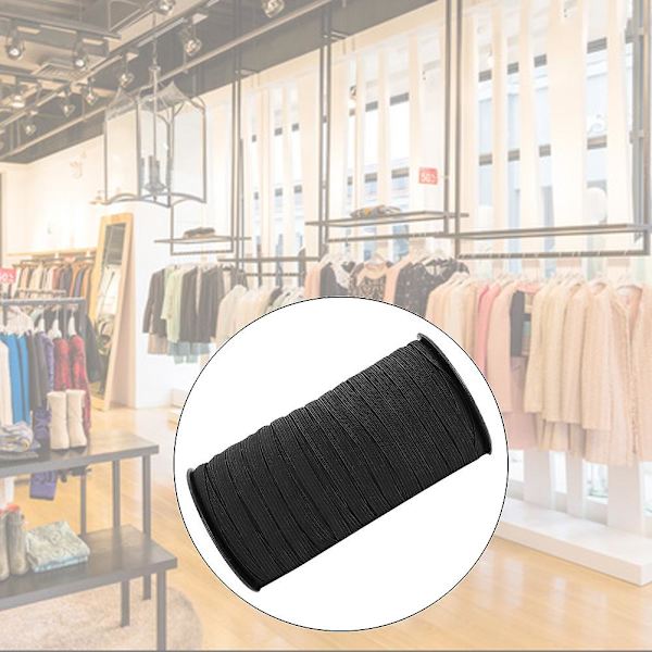 8mm 100yard elastikbånd sytilbehør fladstrikkede elastik til tøj Diy (sort)