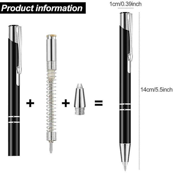 4 st Luminous Pointed Pen Metallkulspetspenna Med Ljusstark Led-belyst Penna Svart In