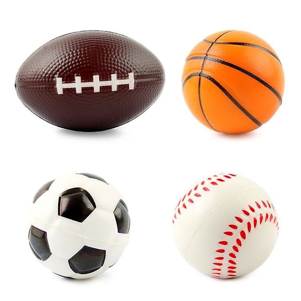 Grip Ball Rugby Basketboll Fotboll Skumboll, Set med 4 bollar för småbarn Mjuk fotboll, Baseball, Basketboll och Rugby för barn
