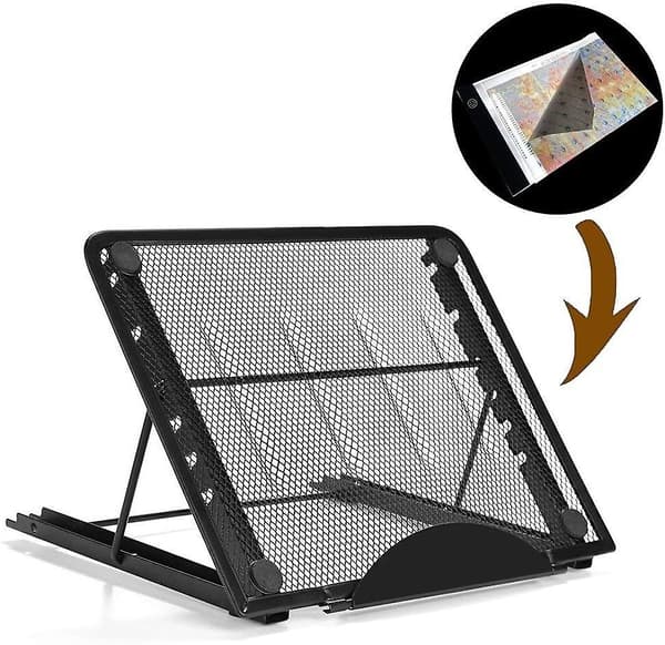 Bærbar computer stand, foldbar notesbog stand bærbar computer holder ventileret justerbar metal mesh stand, til Lapto