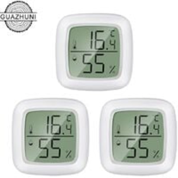 Inomhus termometer, hemtermometer 3 stycken Mini LCD bärbar inomhus hygrometer termometer -20℃ 60℃, 10% 99% RH Lämplig för barnrum, Elde