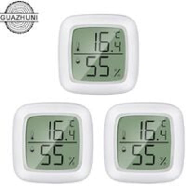 Sisälämpömittari, kotilämpömittari 3 kpl Mini LCD kannettava sisäkosteusmittari lämpömittari -20℃ 60℃, 10 % 99 % RH Sopii lastenhuoneisiin, Elde