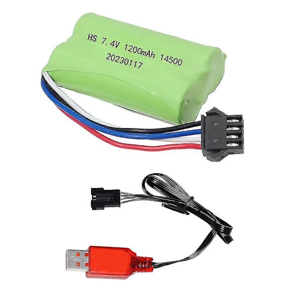 14500 7.4v 1200mah Lipo Batteri Med Oplader Til Elektrisk Legetøj Vand Kugle Pistol Reservedele 7.4v Batteri Til Rc Legetøjsbiler