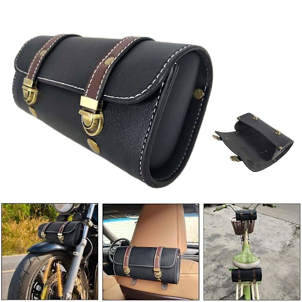 Motorcykelværktøjstaske Pu Læder Cykelgaffel Sadeltasker Sidetaske Styrtaske