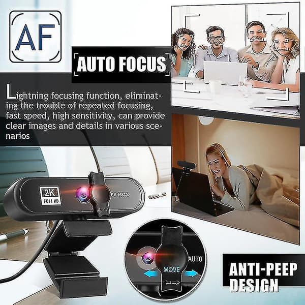 2K HD Webcam USB 3.0 Kamera Indbygget Mikrofon Til PC Computer Laptop Video Webcam Webkamera Med