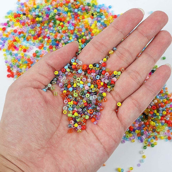 Små glaspärlor för armband, 24 färger 3 mm färgade