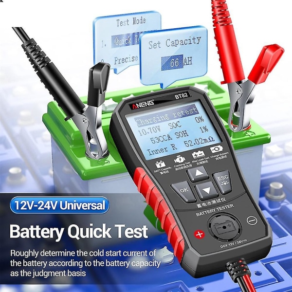 Bt82 Digital Bilbatteri Tester Bærbar Circut Test Analysator Batteri Detektor Auto Motorcykel Fau