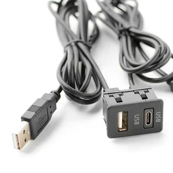 150cm Bilinstrumentpanel Montering 2 Usb Port Panel Auto Båt Dubbel Usb-tapyc Förlängningskabel Adapter För
