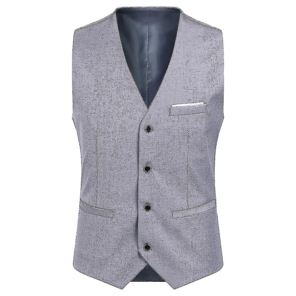 Herredragt Business Casual 3-delt jakkesæt blazerbukser Vest 9 farver Z Grey 2XL