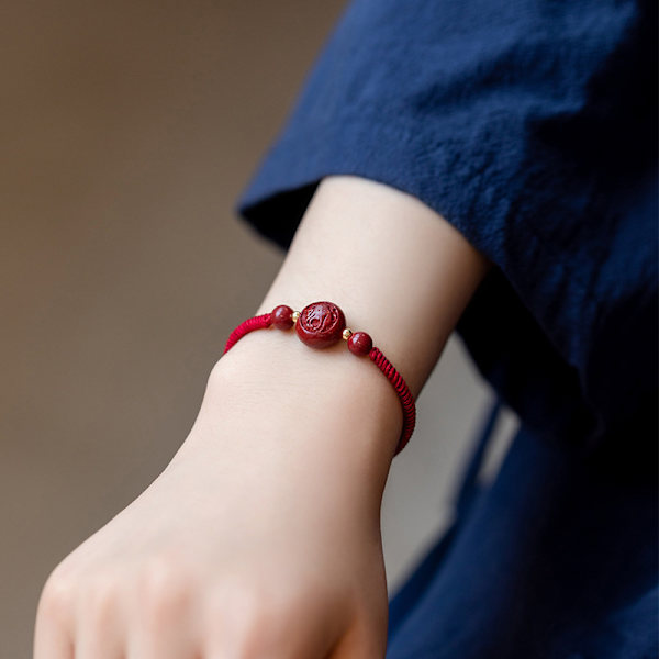 Cinnober Zodiac Rød Reb Armbånd Honmei Nian Perle Armbånd (05 Zodiac Loong) Zodiac Dragon