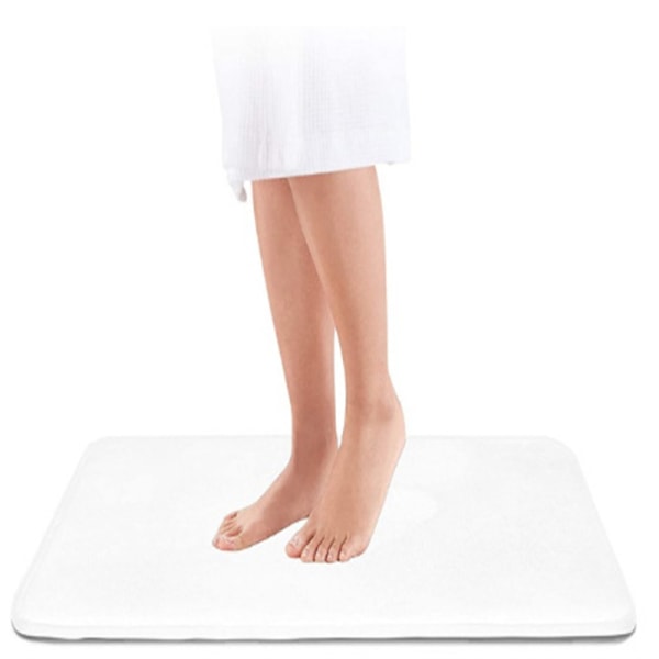 Bademåtter til badeværelse - Skridsikker - Hvid 17\" x 24\" Memory Foam Badeværelse White
