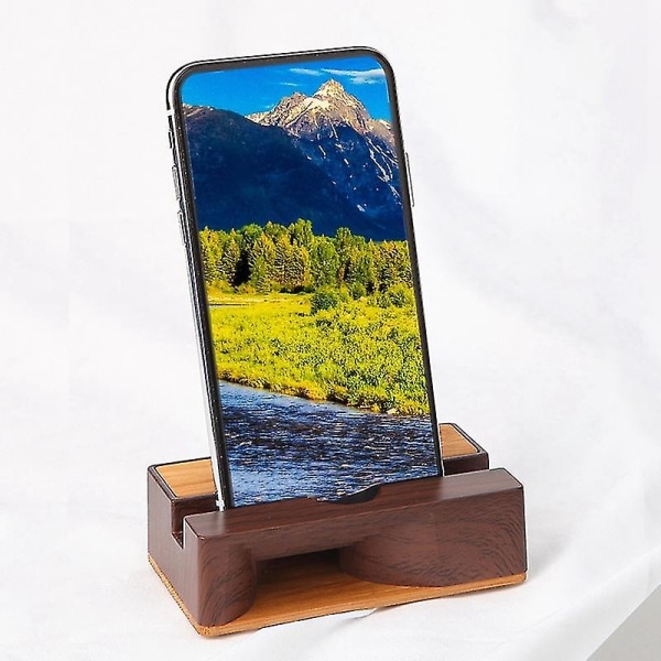 Pöytätietokoneen matkapuhelinteline, universal kannettava puinen matkapuhelintelakka pöytätelineessä Lou-teline