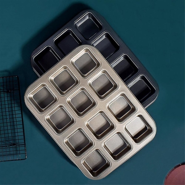 12 Kopper Firkantet Mini Brød Burger Muffin Kageform Til Husholdning Non-stick Bageform Ovn Bakker