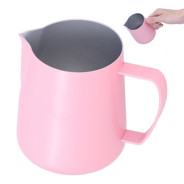400 ml Kaffemelkeskummer med ørnenepp for hjemmekafé, rosa