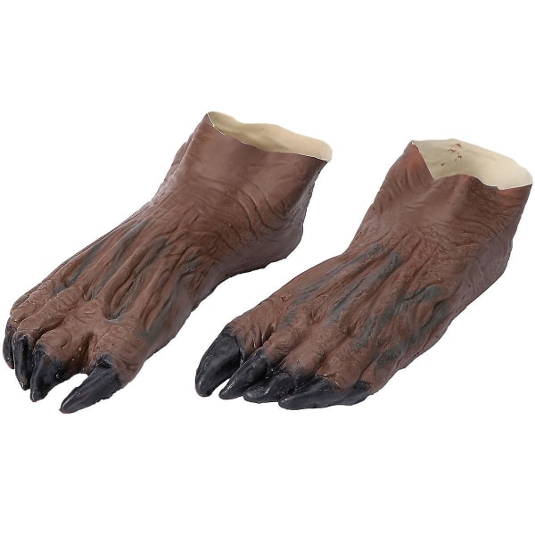 1 par fodbetræk Horror Wolf Claws Podotheca Fright Halloween Decor For Carnival Werewolves Halloween (brun)