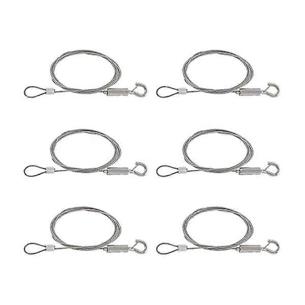6 stk. Heavy Duty Rustfritt Stål Wire Tau, 2m Justerbar Bildeoppheng Wire For Speil H