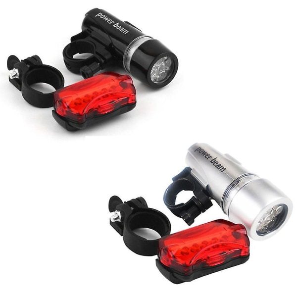 Led Cykelljus Mountainbike Fram och Bak Grupp Cykelstrålkastare USB Uppladdningsbar Silver