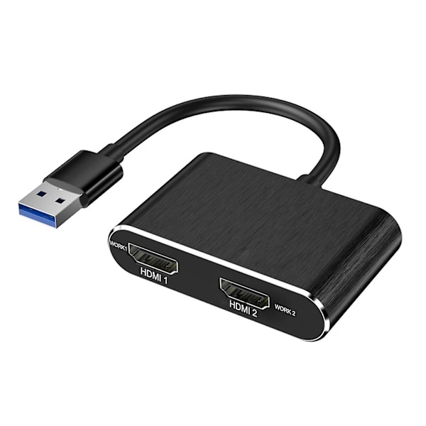 Usb 3.0 -sovitin kahdelle HDMI-liitännälle, ulkoinen videotuki, tukee vain Windowsia