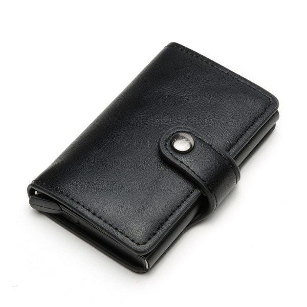 Sort RFID NFC beskyttelse tegnebog kortholder 5 kort (ægte læder) Black