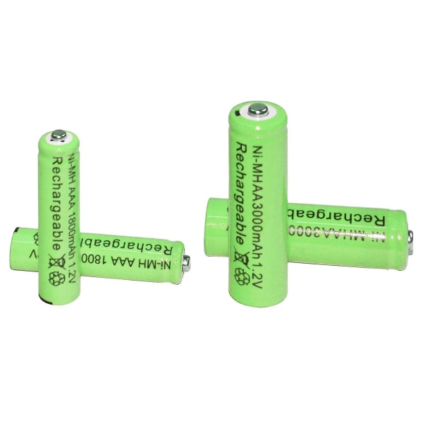 2/6/12/16/20/24/30st Aaa 1800mah + Aa 3000mah 1,2v Ni-mh uppladdningsbara batterier Grön