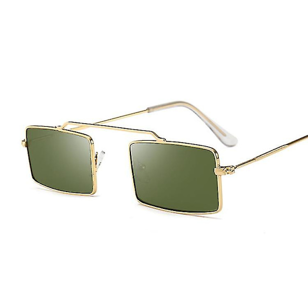Kvadratiske solbriller til kvinner og menn - Luksuriøse retro solbriller i metall til dame - Vintage speil Oculos De Sol Feminino Uv400 GoldG15