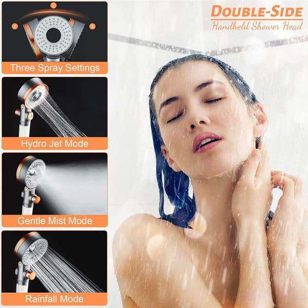 Filtrert dusjhode med håndholdt spray for hud og hår C