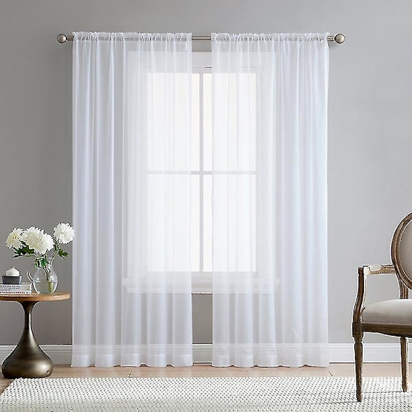 2 stk supermyke, flotte kvite tyllgardiner for stuedekorasjon, moderne slør chiffon Soli