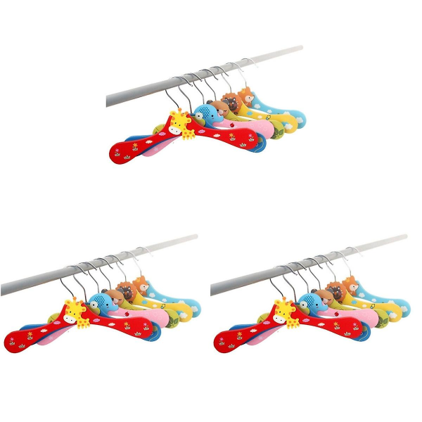 15 Pcs  Baby Kids Cartoon Wooden Coat Clothes Pants Hook Hanger Rack Stands (random Pattern)