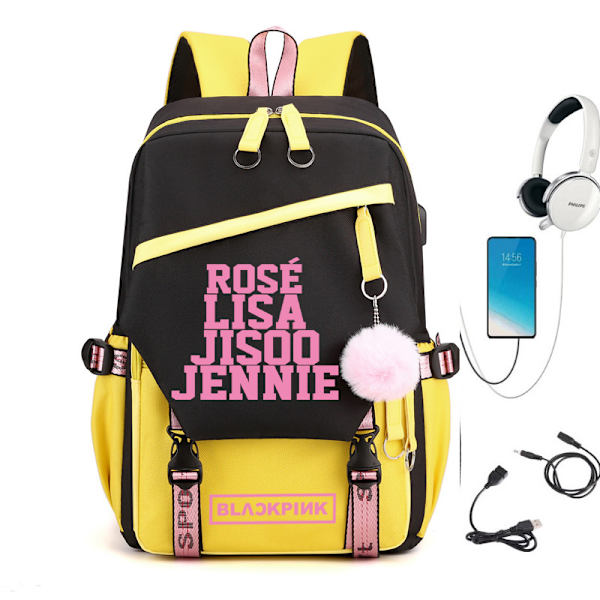 BLACKPINK Rygsæk Skole Taske Yellow 4 people