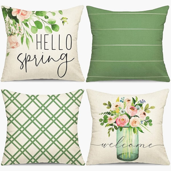 Spring Summer Pillowcase,Garden Linen Cushion Cover