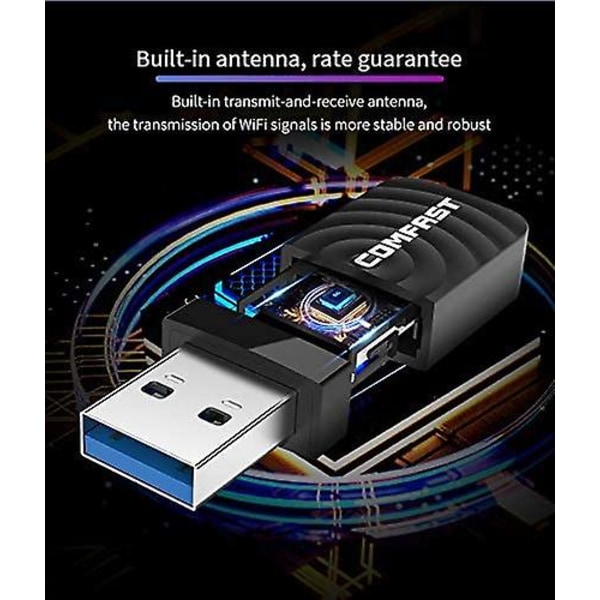 USB Wifi-sovitin PC:lle - Kaksikaistainen langaton verkkokortti (ac1300mbps)