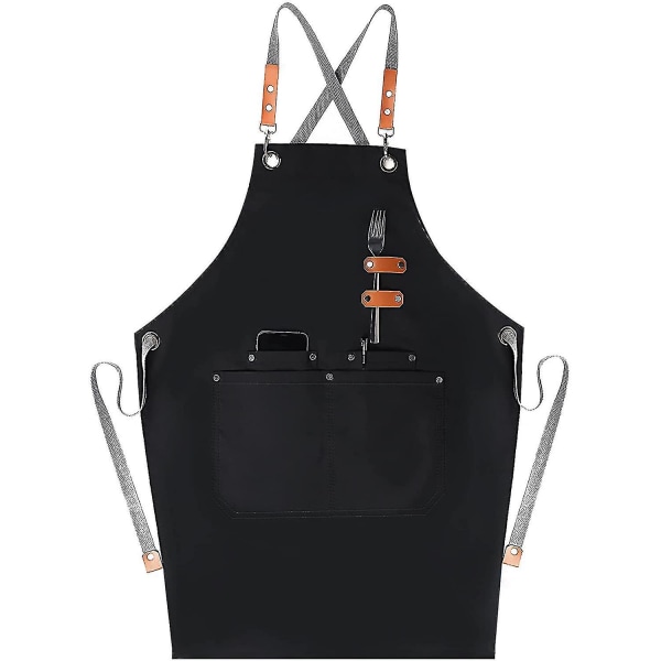 Chef Apron With Cross Back Bib Apron Cooking Aprons With Large Pockets